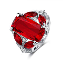 Anel feminino com cluster de pedras preciosas, anel statement inspirado em flores de zircônia cúbica com acabamento polido, confortável de usar,