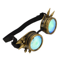 Goggles da rave con caleidoscopio di Halloween, lenti di cristallo arcobaleno, regolabili, Steampunk