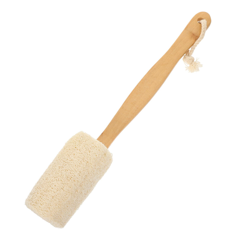 Ergonomic Long Handle Body Scrub Brush with Natural Loofah for Gentle Skin Exfoliation and Easy Back Reach