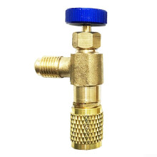 Air Conditioner Safety Valve 1/4 Inch SAE for R22 R404 R407 Copper Refrigerant Charging Valve Blue