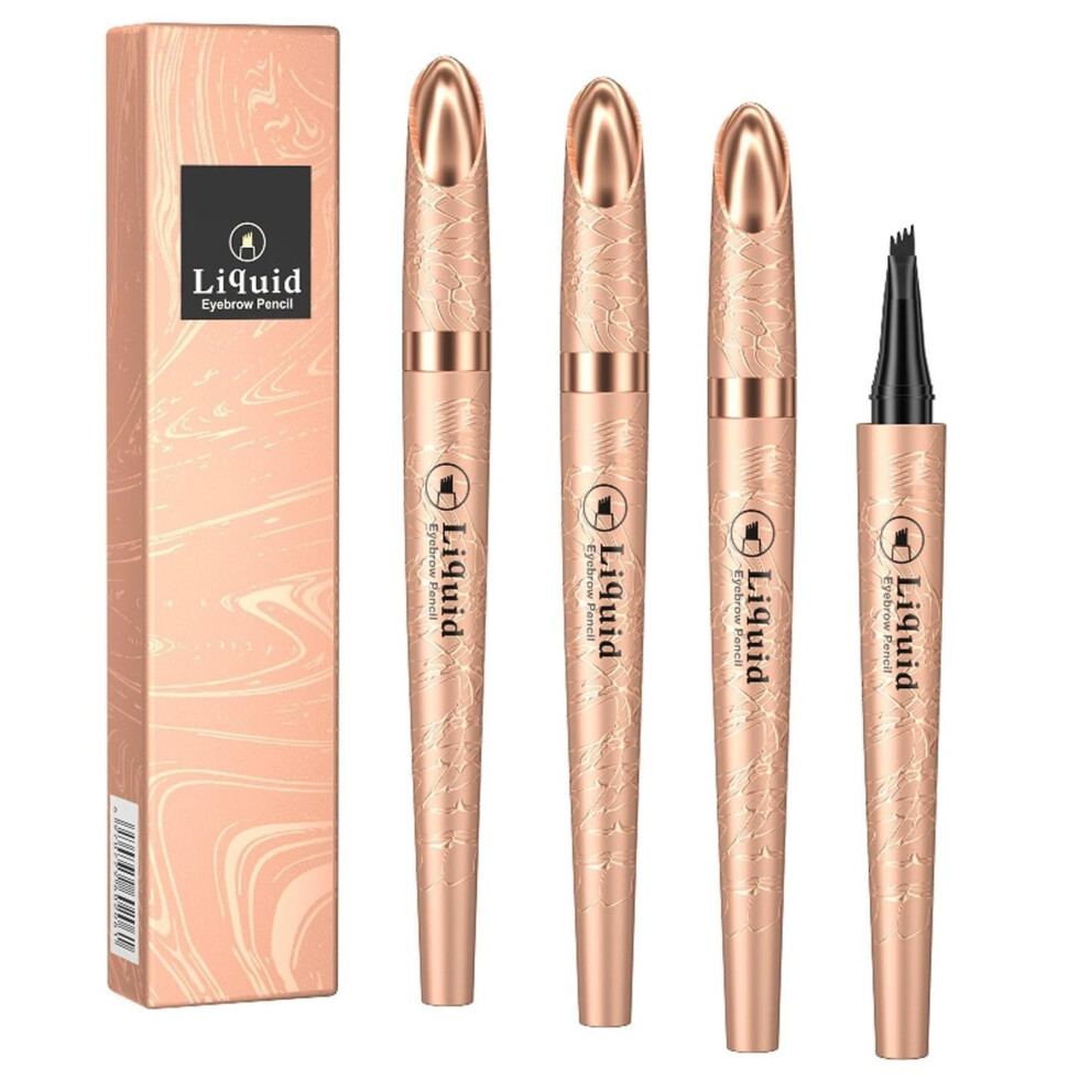 Light Brown Waterproof Eyebrow Pencil 4 Tip Micro Fork Brow Pen Natural Long Lasting Tattoo