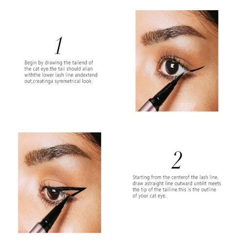 Waterproof Winged Eyeliner Stamp Pen with QuickDrying Smudge Proof Formula Black 2