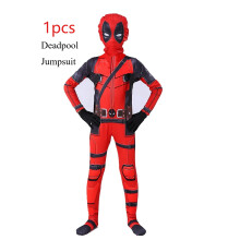 (Deadpool Jumpsuit, 130(Fit 120-130cm)) Kids Superhero Deadpool Child Cosplay Costume Swords Kids Jumpsuit Costume For Children Halloween Suit