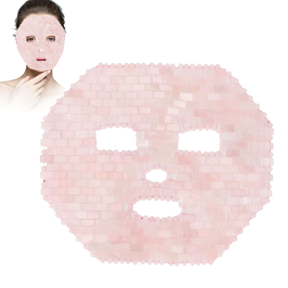 Jade and Rose Quartz Face Mask for Cooling Massage, Dark Circles Reduction, Spa Relaxation