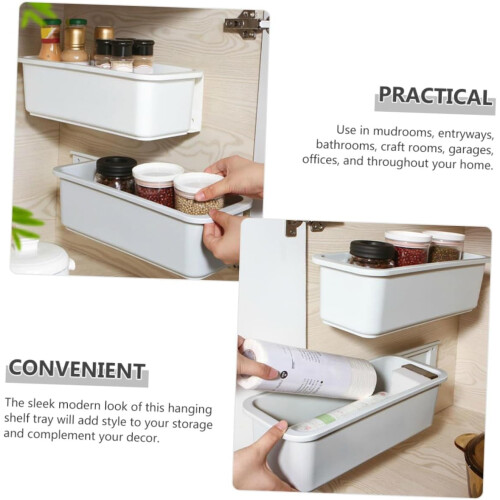 Wall Mounted Storage Rack with PullOut Bin, SelfAdhesive Organizer for Kitchen and Bathroom 1