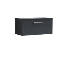 Balterley Level 800mm Wall Hung 1 Drawer Vanity Unit with Worktop Stylish Mid-Size Bathroom Storage - Dark Grey