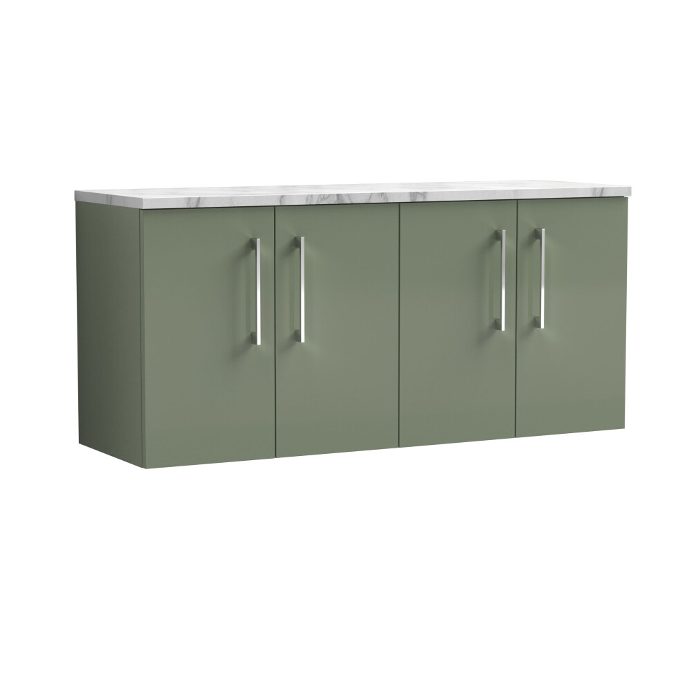 Balterley Level 1200Mm Wall Hung Vanity Unit With Laminate Worktop For Modern Bathroom Storage - Satin Green