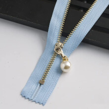 Light Blue 20cm Pearl Metal Jacket Zipper RustResistant CloseEnd for Sewing and Crafts 2pcs