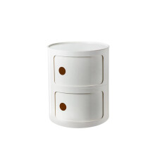 Bedside Storage Cabinet with Drawers and Sliding Door, 2/3/4 Tier Plastic Nightstand for Bedroom 32x40cm Off White