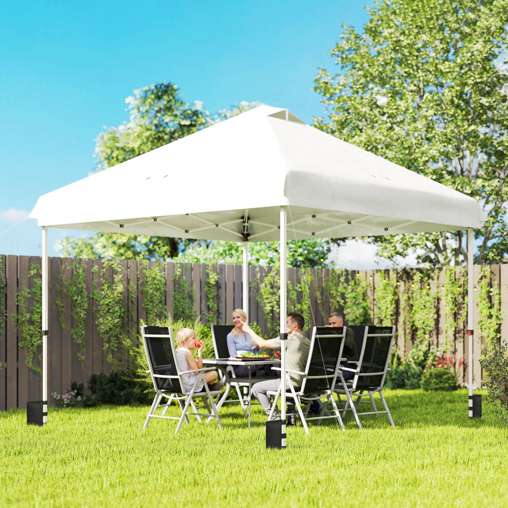 New Outsunny 3X3 M Pop Up Gazebo W/ Wheels, One-Touch Party Tent, White