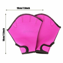 (Rose, M:17x16.5cm/6.69x6.50inch) Neoprene Swimming Webbed Aerobics Aqua Gloves Resistance Training Swim Surfing NEW