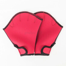 (Red, M:17x16.5cm/6.69x6.50inch) Neoprene Swimming Webbed Aerobics Aqua Gloves Resistance Training Swim Surfing