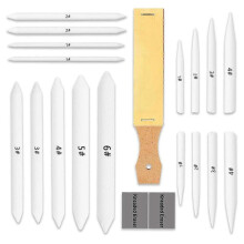 20 PCS Blending Stumps and Tortillions Set Blending Tools,Kneaded Eraser and Sandpaper Blocks
