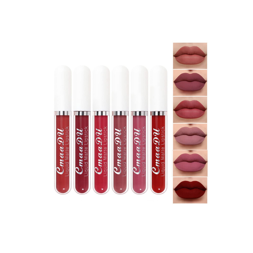 Cream 6 Pcs Long Lasting Matte Liquid Lipstick Set Nude And Dark Shades Non Transfer Pigmented