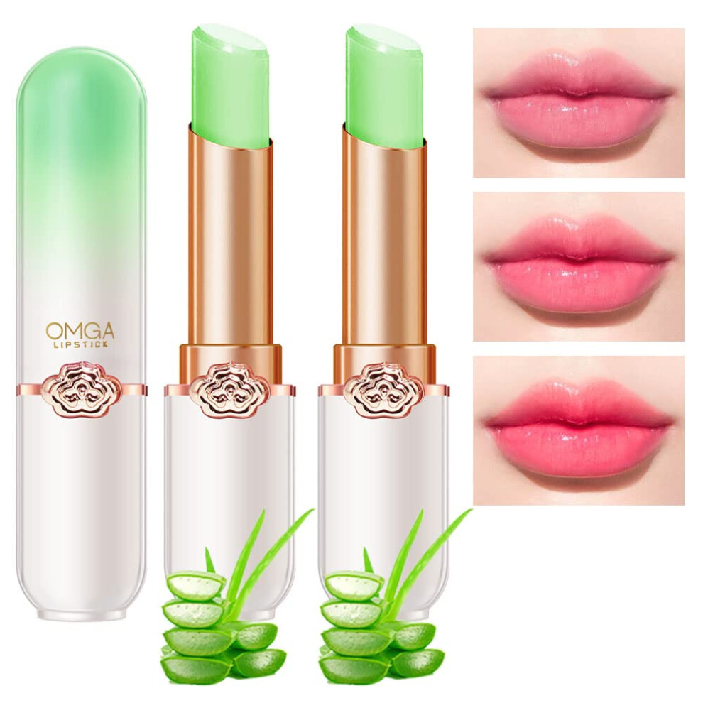 Color Changing Lipstick Set with Aloe Vera Lip Balm, Long Lasting Moisture, PH Mood for Women