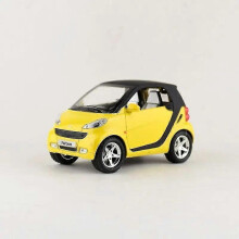 (Yellow)1:32 Scale Diecast Toy Model Smart Fortwo Car Pull Back Doors Openable Sound & Light Car Educational Collection Gift Small