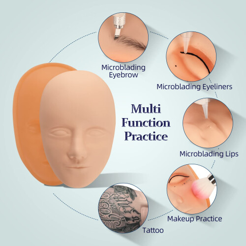 Tattoo Practice Skin Silicone Mannequin Head Kit with Realistic Texture and Replaceable Skins 2