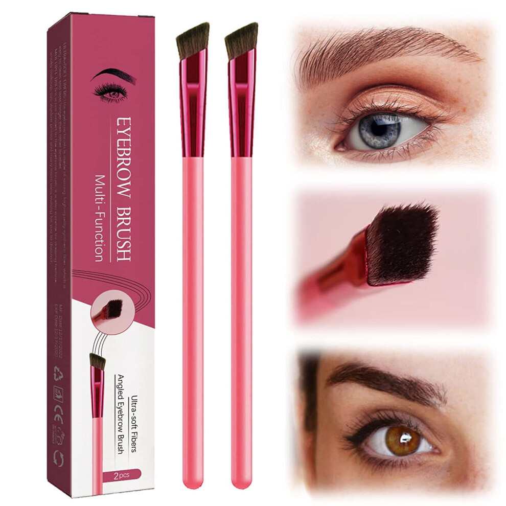 Angled Eyebrow Brush Set with Precision Tip and Vegan Synthetic Bristles for Shaping and Blending