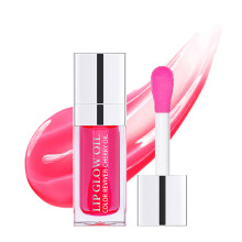Lip Plumping Oil with Deep Hydration and Subtle Raspberry Tint, Long Lasting Hydrating Lip Glow Oil