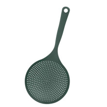 Kitchen Skimmer with Ergonomic NonSlip Handle, Heat Resistant Cooking Colander for Pasta and Soup, Green