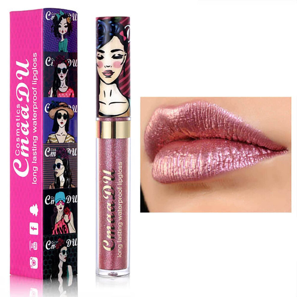 Waterproof Glitter Liquid Lipstick with Diamond Shimmer, Long Lasting Metallic Lip Gloss for Lips Eyes Face