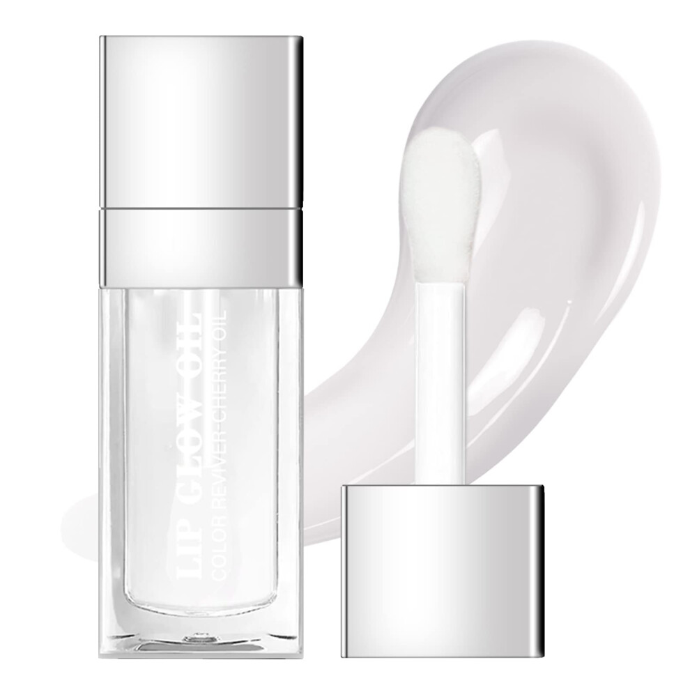 Hydrating Plumping Lip Oil Gloss with Natural Tint, Long Lasting NonSticky  Shine (Transparent)