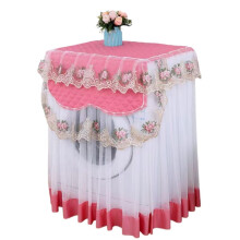 Romantic Lace Washing Machine Cover Dustproof Floral Embroidered Washer Protector Red
