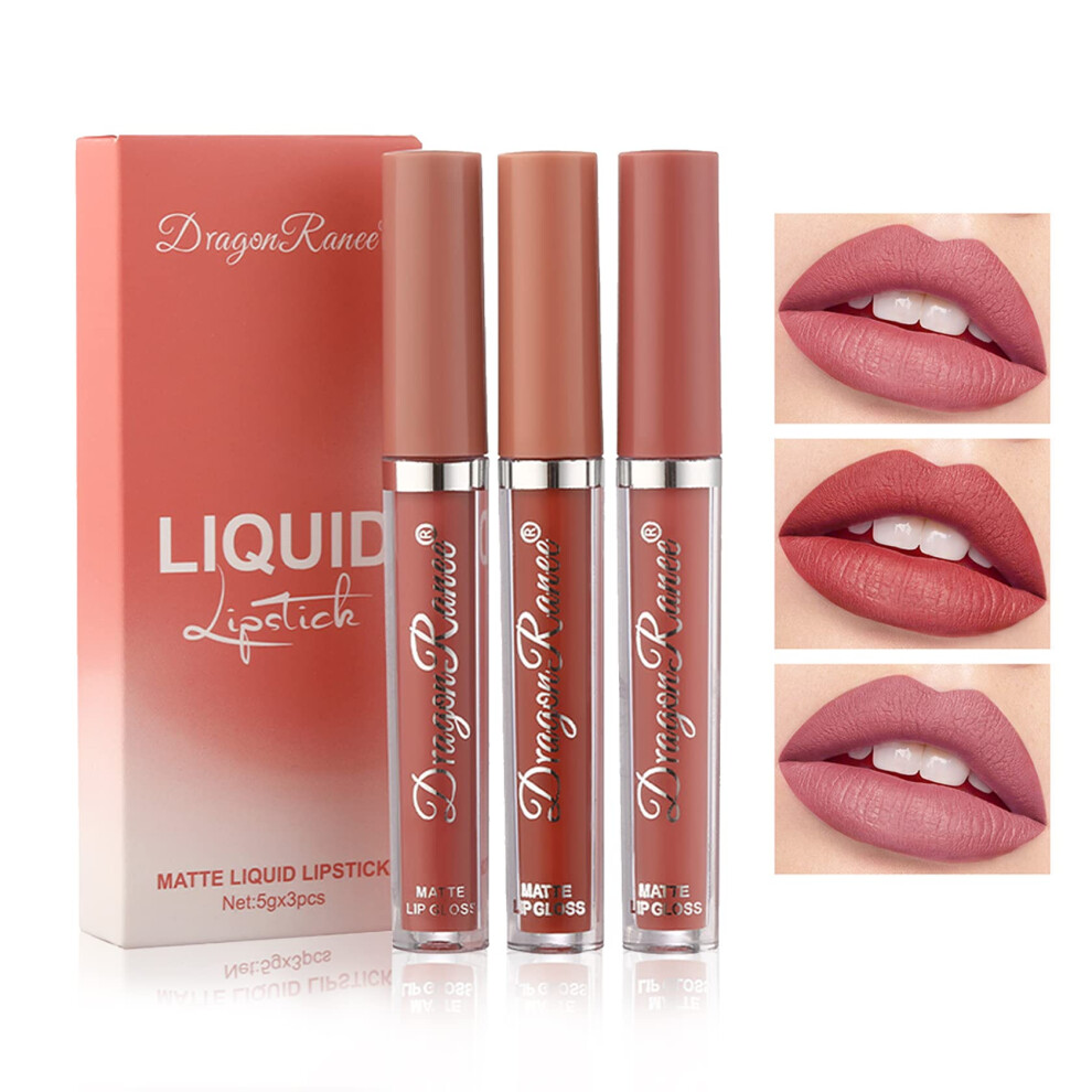 Matte Liquid Lipstick Set Nude Pink Velvet Finish Long Lasting Waterproof NonStick Cup