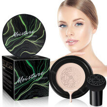 Mushroom Head CC Cream Foundation with Soft Sponge, Full Coverage, Moisturizing for Mature Skin Ivory