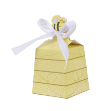150Pcs Yellow Bowknot Paper Candy Boxes Beehive Shape Favor Gift Boxes