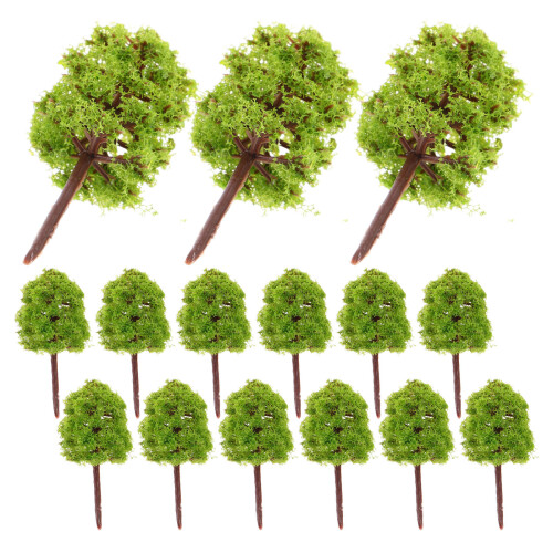 100Pcs Miniature Plastic Trees Green for DIY Craft Scenes and Models