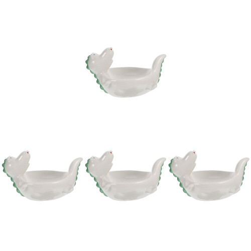 4Pcs White Ceramic Sauce Bowls Multi-Use Seasoning Tray for Kitchen 1