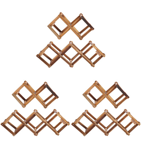 6Pcs Brown Wood Wine Storage Stand Foldable Wine Display Rack 1