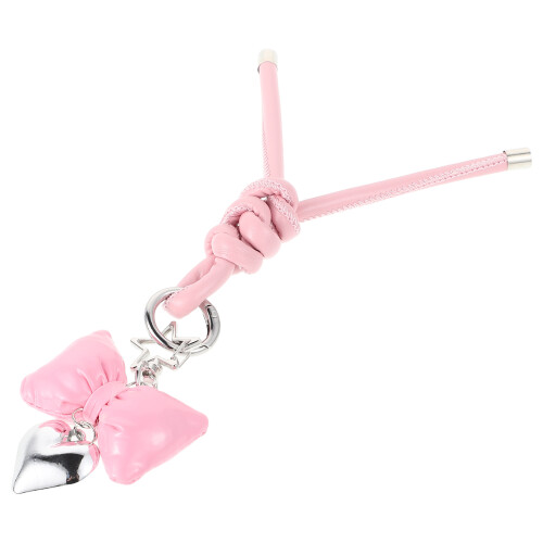 4Pcs Pink PU Bow Phone Charm Keychain for Mobile Case 1