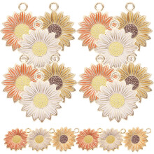90Pcs Sunflower Craft Charms Assorted Color for Jewelry and Decoration