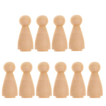 40Pcs DIY Peg Dolls Natural Wood Beige Unfinished Wooden Craft Figures