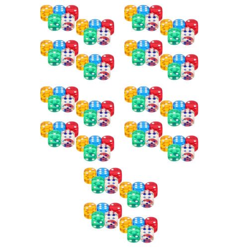 100Pcs Colorful 6 Sided Translucent for Classroom and Board Games 1