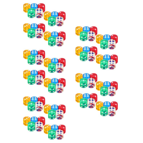 100Pcs Colorful 6 Sided Translucent for Classroom and Board Games 2