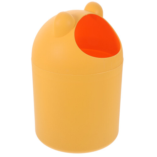 2Pcs Practical Yellow Desktop Garbage Can Cute Household Trash Storage 2