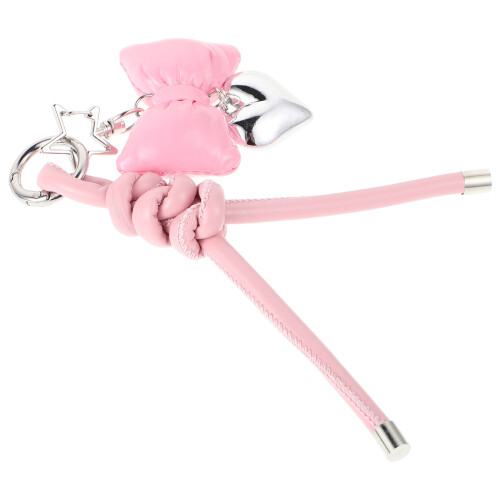 4Pcs Pink PU Bow Phone Charm Keychain for Mobile Case 2