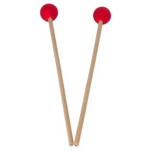 4Pcs Red Marimba Sticks Nylon Core Beech Wood Instrument Mallets