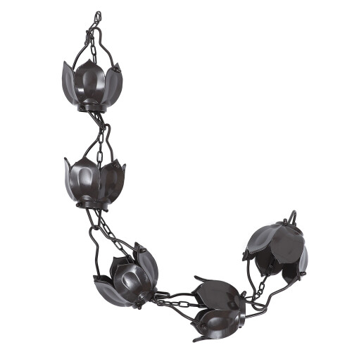 2Pcs Black Aluminum Draining Rain Chain for Balcony Gutter Water Flow