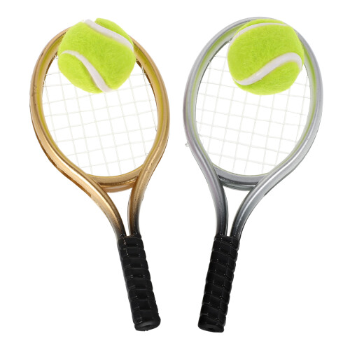 6Sets Mini Plastic Tennis Rackets Balls Assorted Colors Decor Set 2