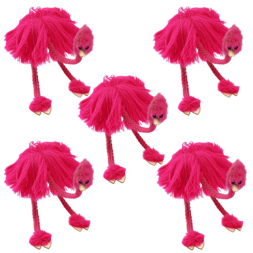 10Pcs Rosy String Puppets Pull String Ostrich Toy for Kids Role Play