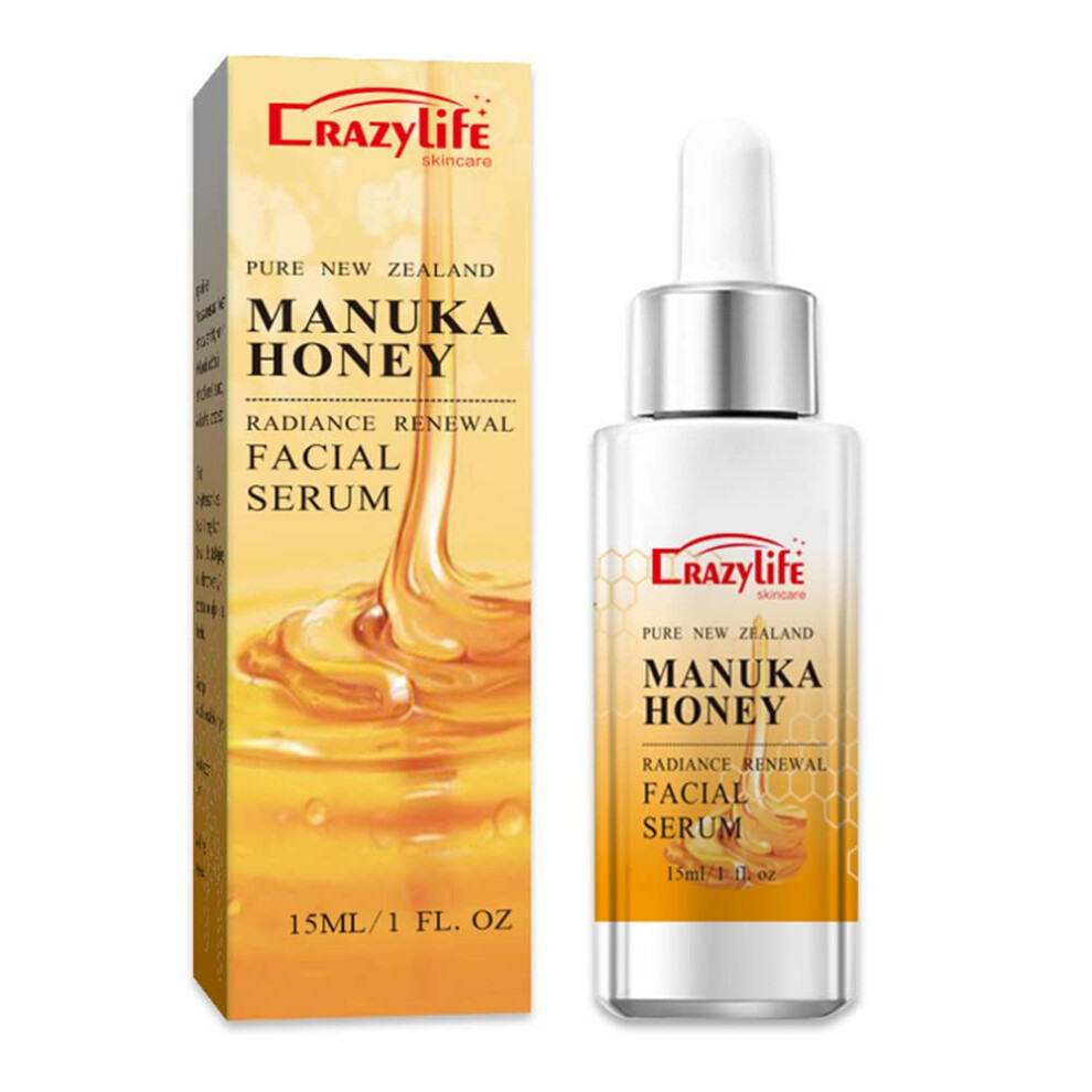 Manuka Honey Face Serum AntiAging with Hyaluronic Acid Boost, Deep Hydration 15ml Travel Size