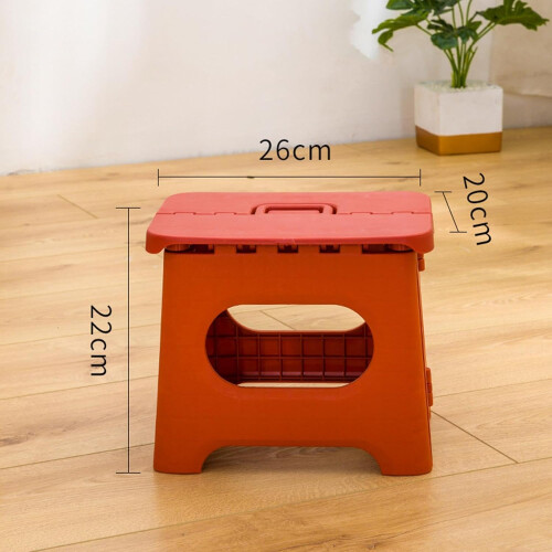 Folding Step Stool with Handle, Lightweight NonSlip Portable Stool for Kitchen and Outdoor, Red 2