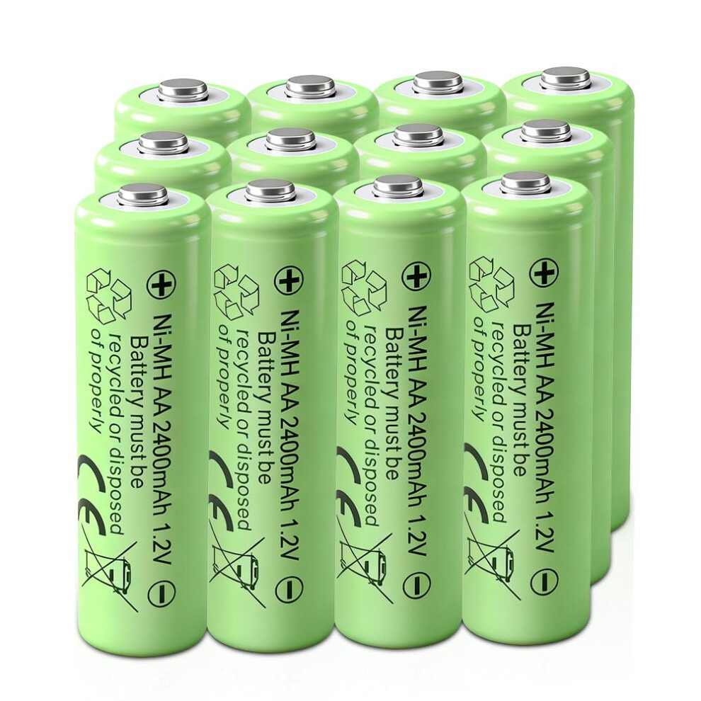 Aa Rechargeable Batteries 2400Mah Nimh Precharged 12 Pack For Solar Lights And Garden Devices 9044945610031