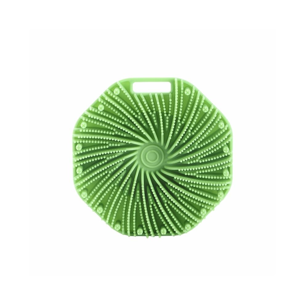 Silicone Bath Brush Body Scrubber with Deep Cleansing Bristles and Ergonomic Hexagon Grip, WallGreen