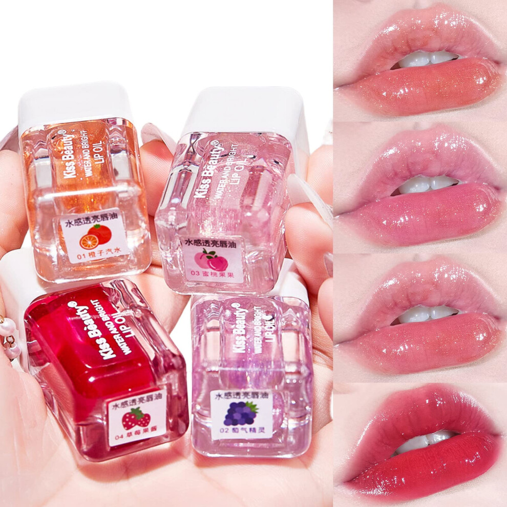 Clear Moisturizing Lip Gloss Set Crystal Shine Nonsticky Hydrating Formula 3Ml X 4 Pcs