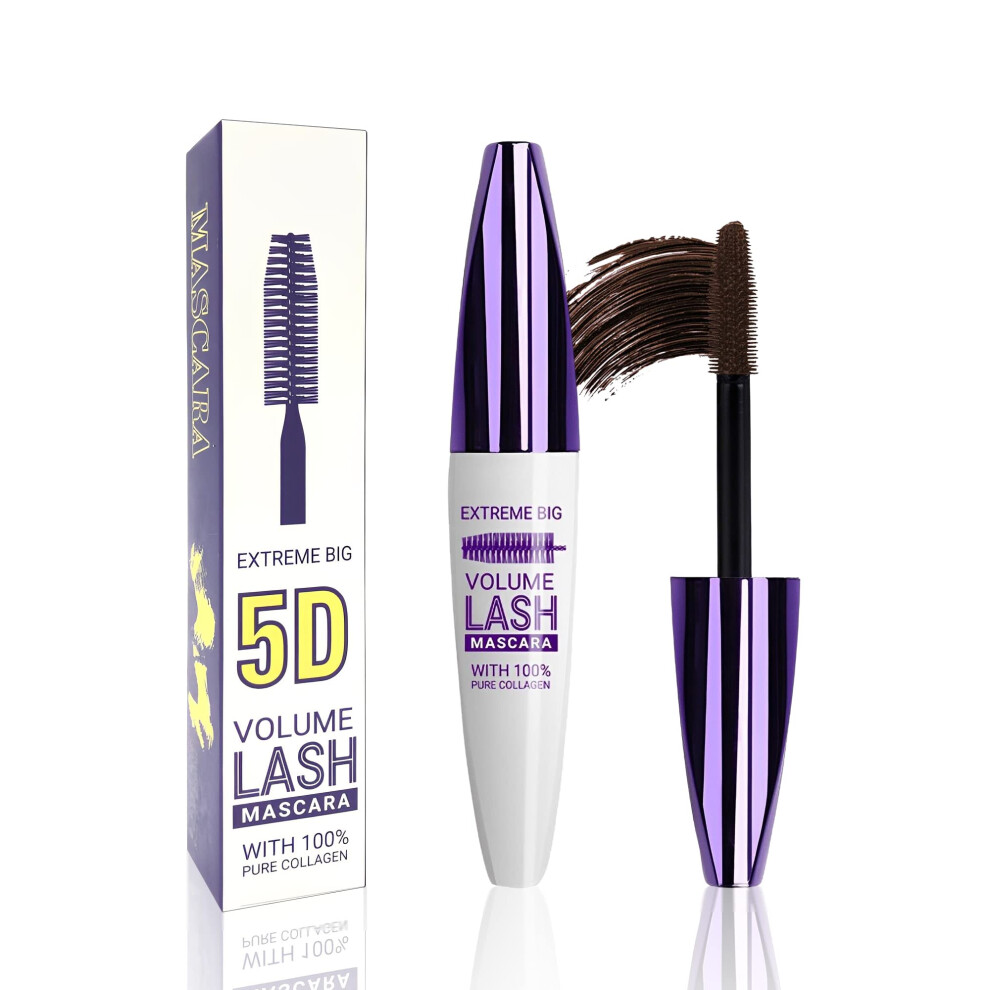 Brown Waterproof Mascara Volume And Length Boost, Smudgeproof Long Lasting Curl For Eyelashes